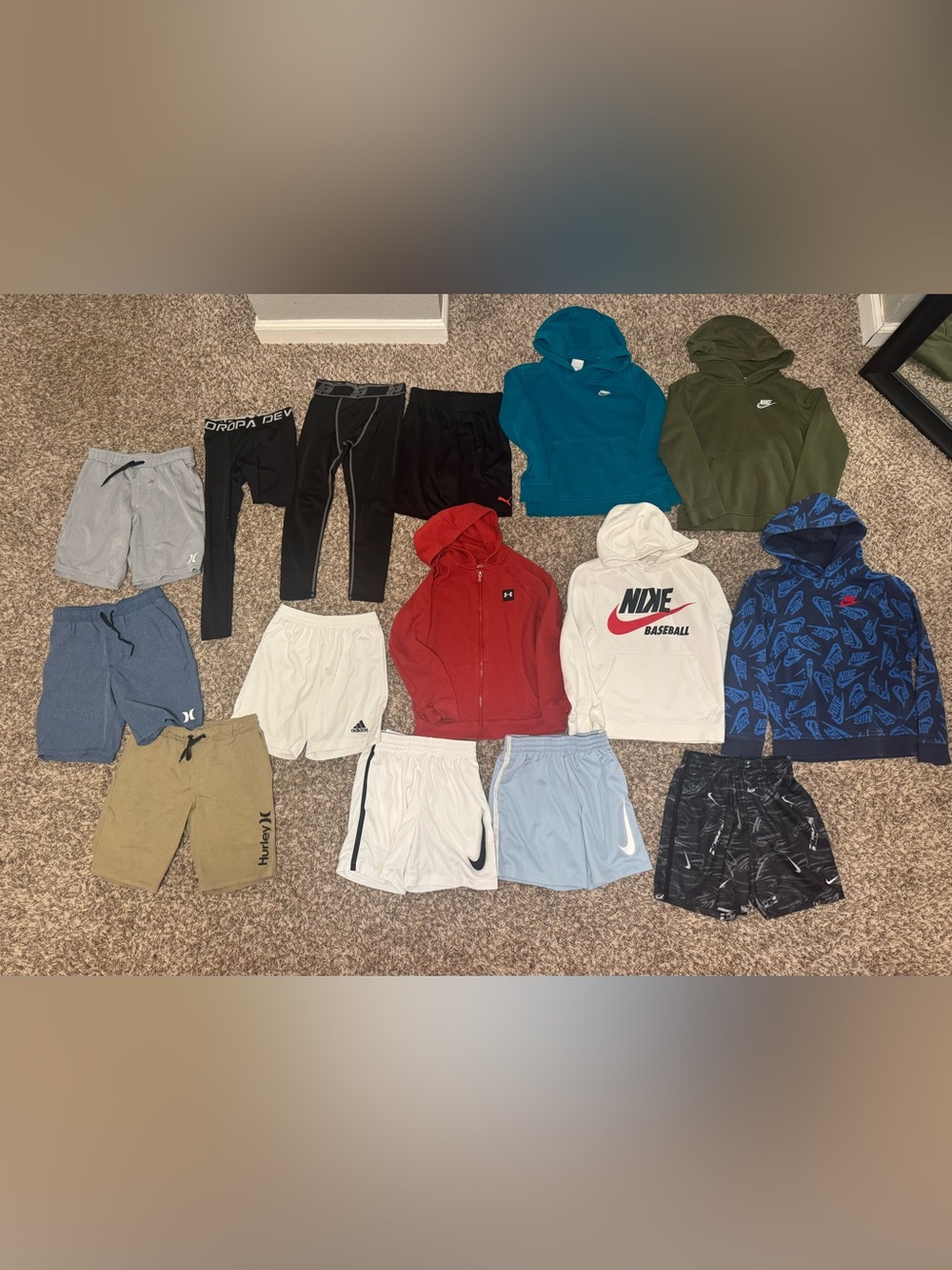 Boys size, small clothing, lot, Nike, under Armour, puma, Adidas, Hurley etc